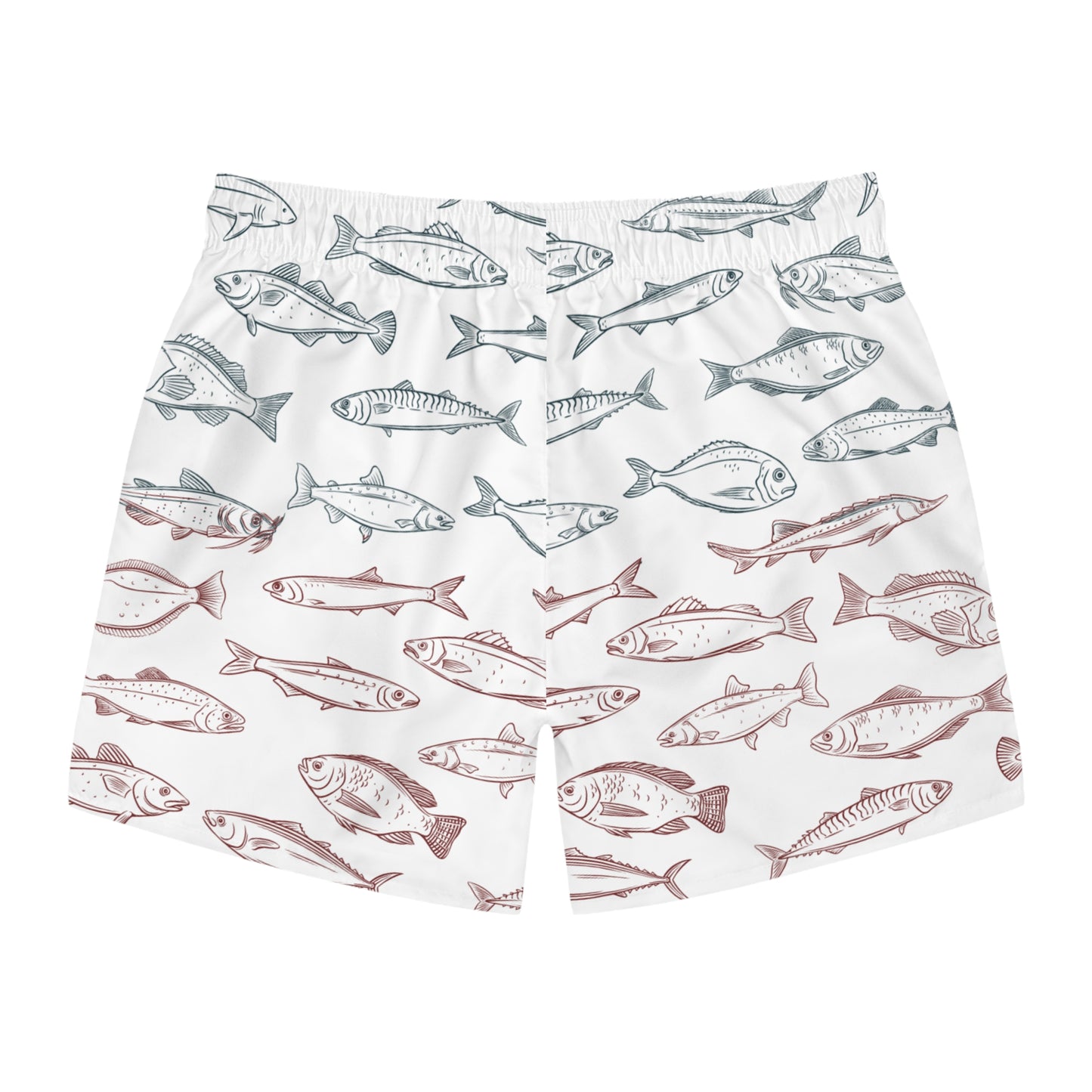 Fish Pattern Swim Trunks – Nautical Beach Boardshorts